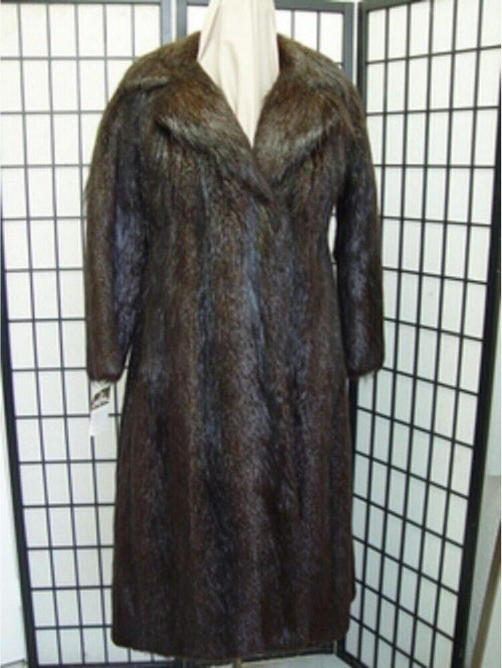 EXCELLENT NATURAL NUTRIA (SIMILAR TO BEAVER) FUR COAT JACKET WOMEN WOMAN Size 4